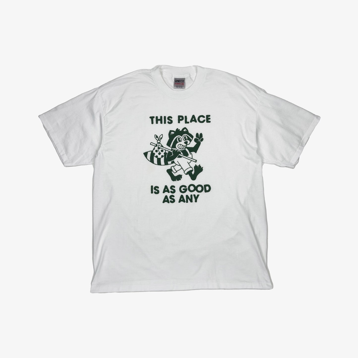 (2XL) This Place Raccoon White Vintage Tee